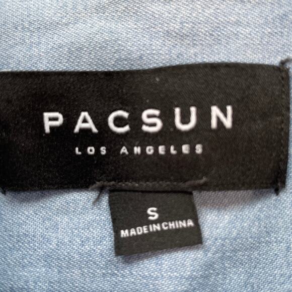 PacSun Modern Amusement Jean Short Sleeve Denim Chambray Unisex Shirt S - Picture 8 of 10